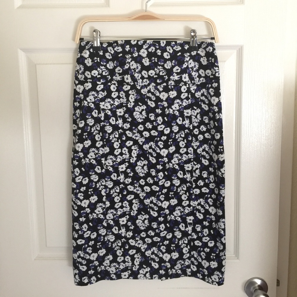 Pencil Blue Floral Skirt